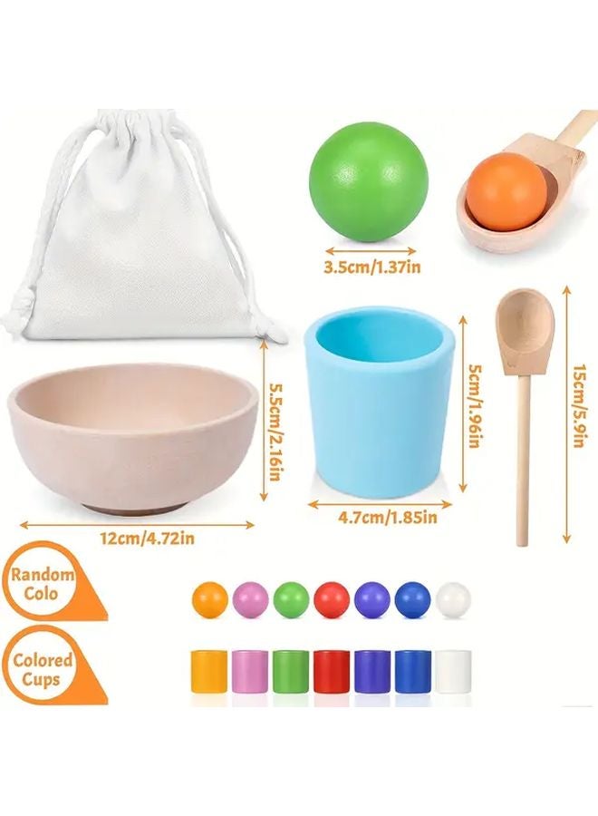 ألعاب مطابقة ألوان كرة قوس قزح 7 قطع لعبة مهارات حركية دقيقة هدايا عطلة مثالية - Image 2